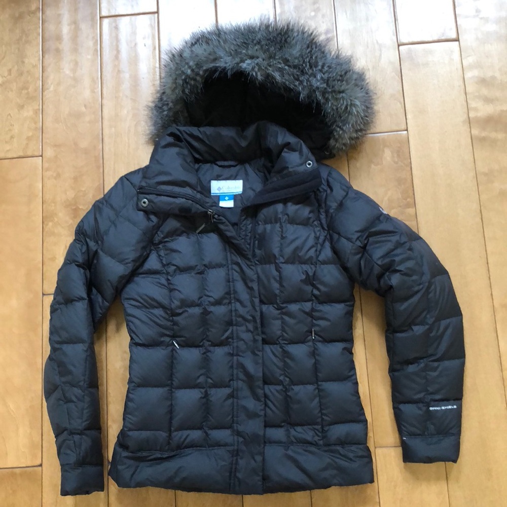 Columbia Down Puffer Jacket  Dark Grey Size Small